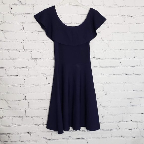 Eliza J Dresses & Skirts - ELIZA J Navy Round Collar Knit A-Line Midi Dress M